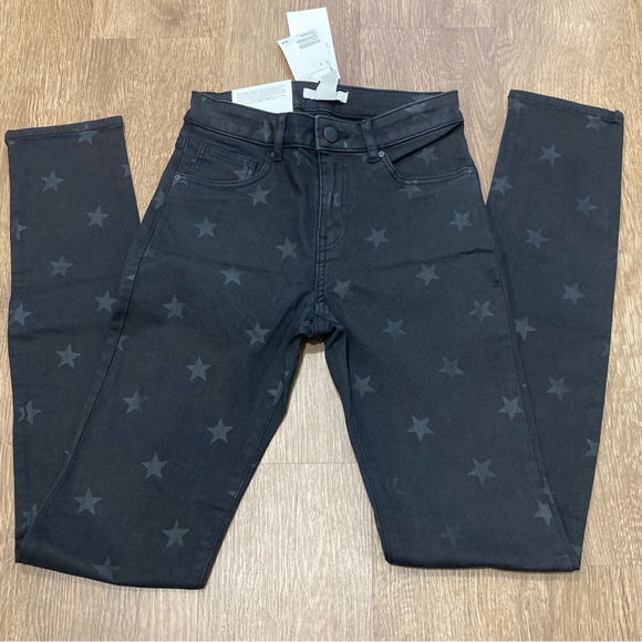 H&M Black Star Patterned Women’s Skinny Jeans Super Stretch NWT Size 2 - Picture 3 of 13